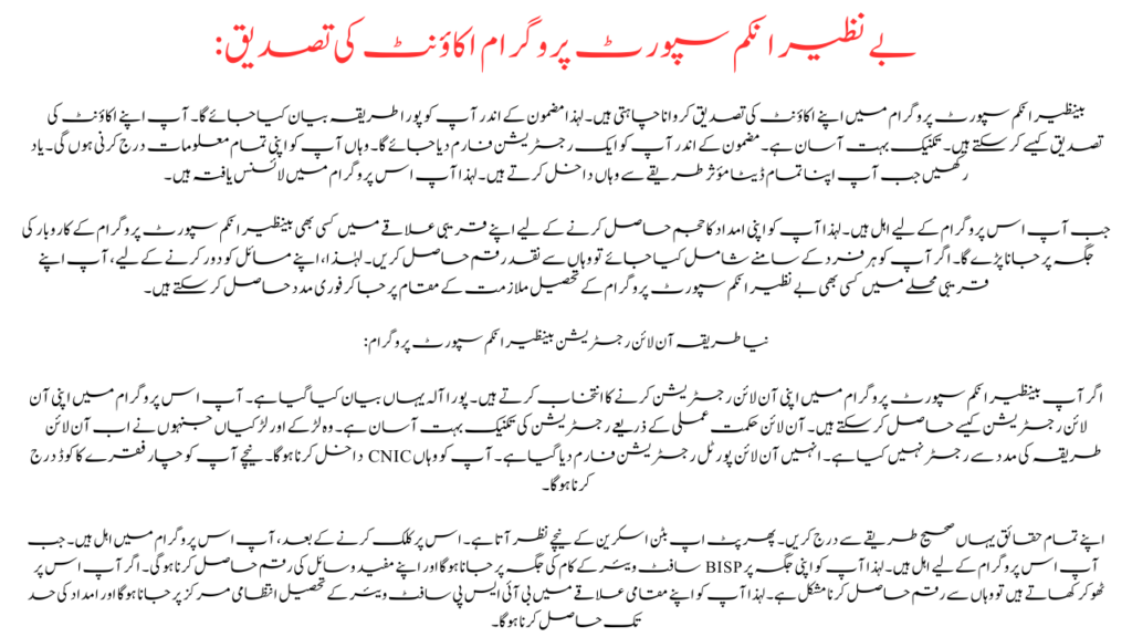 New Method Online Registration Benazir Income