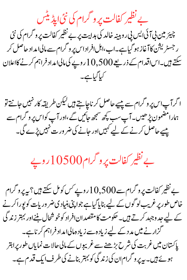 Benazir Kafalat Rs 10500 Program
