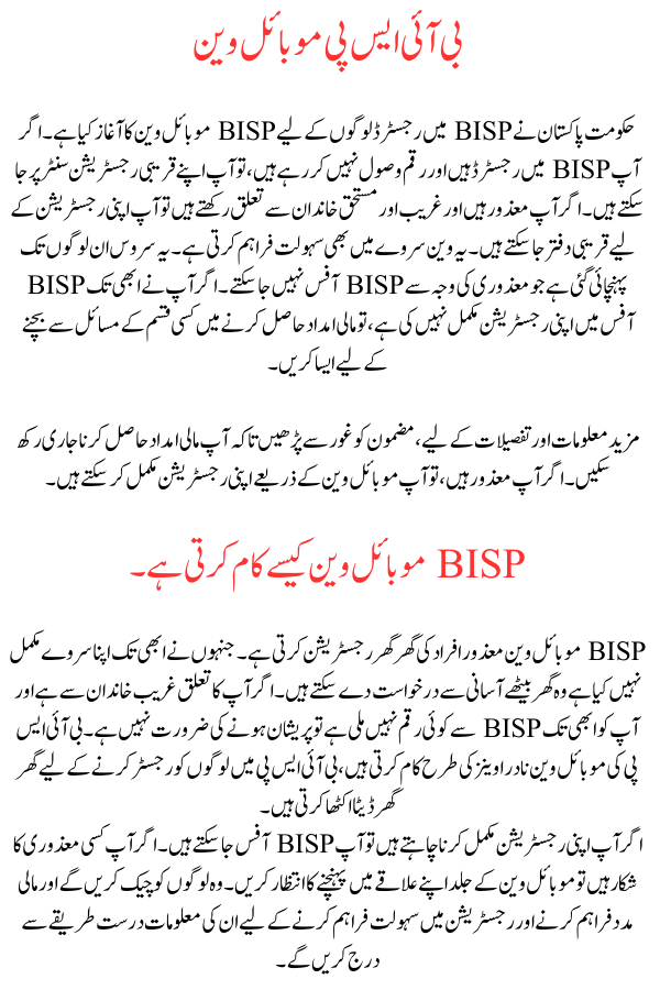 How BISP Mobile Van Works